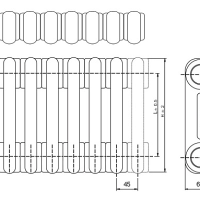 Радиатор стальной трубчатый Irsap TESI 0565/2-20cекц. T25 Cod.01