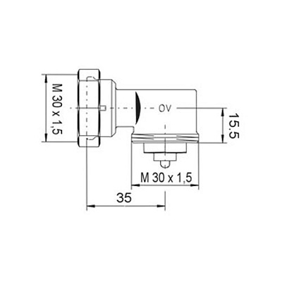 Угловой адаптер для вентиля, резьбовое присоединение M30x1,5, антрацит 